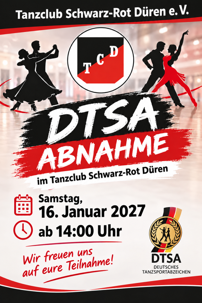 DTSA-Abnahme am 16. Januar 2027 beim Tanzclub Schwarz-Rot Düren